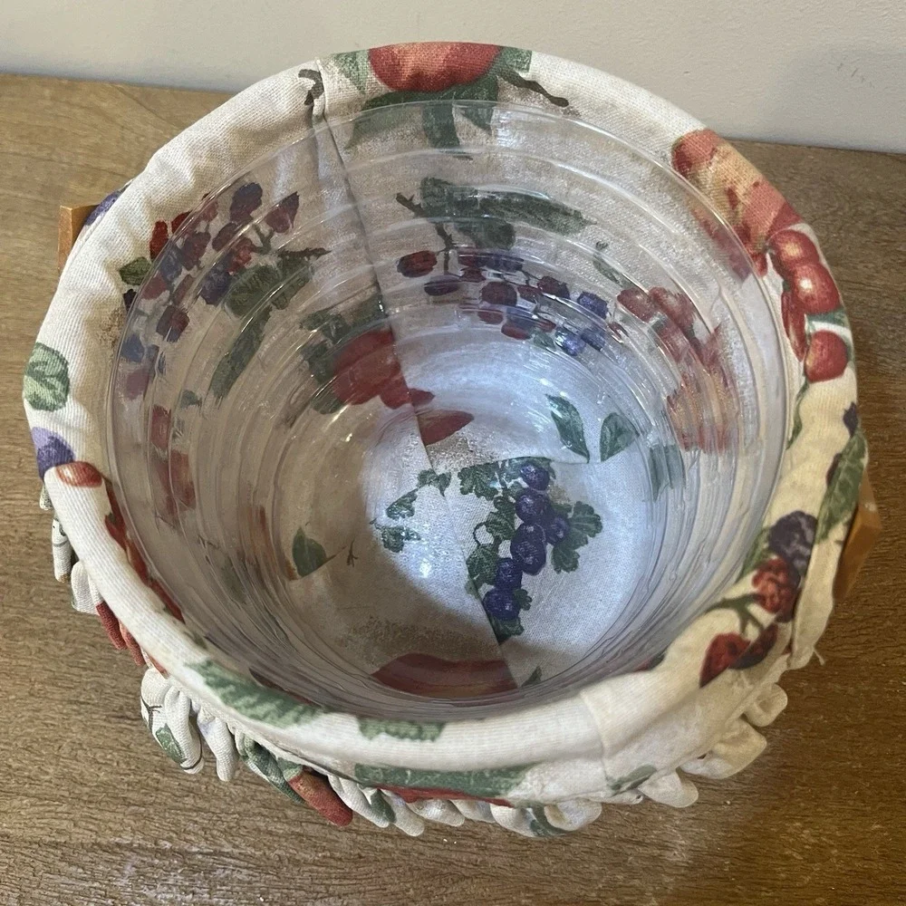Longaberger‎ 2000 Small Fruit Basket Fruit Medley Liner Protector Handwoven USA